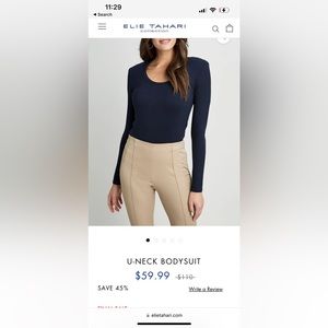 U-neck bodysuit, ribbed knot, slight shoulder pad. Perfect for work and play!